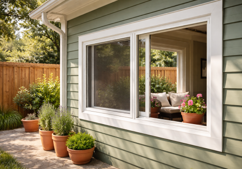 Horizontal slider window on a Dallas, Texas bungalow